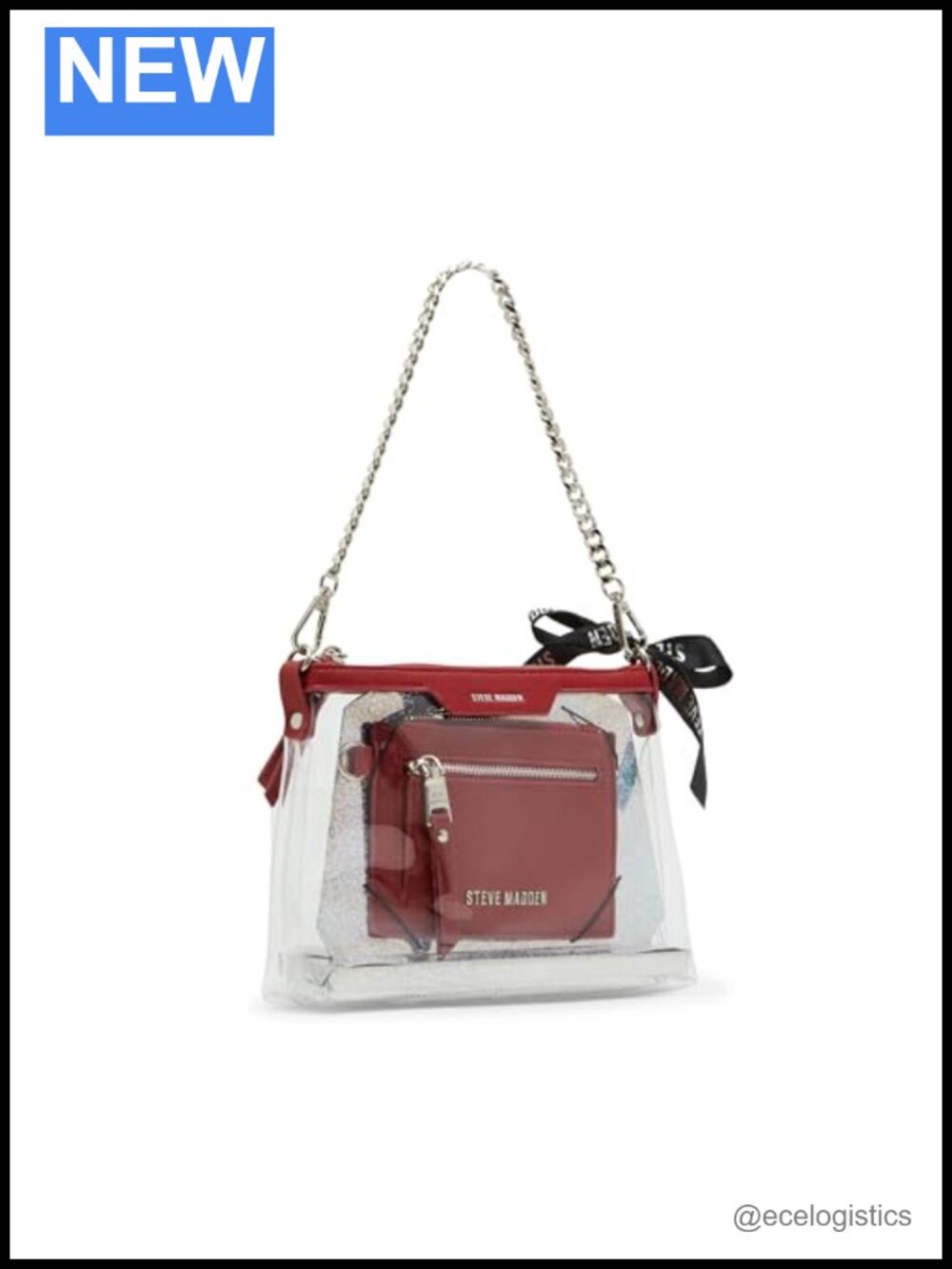 Clear Pouch with Card Case - Faux Leather Crossbody